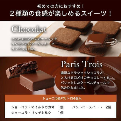 VANILLABEANS (バニラビーンズ) ショーコラ & パリトロ セット (4個入 ピンク色包装紙) バレンタイン バレンタインデー チョコレート ギフト (手提げ袋付き 個包装) お菓子 詰め合わせ ※賞味期限は発送日から10日程度※