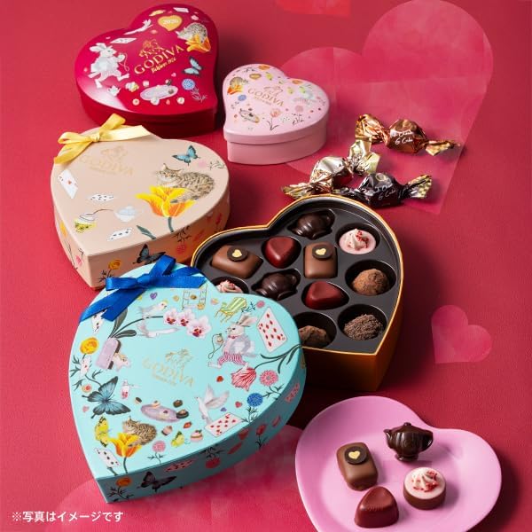 バレンタイン ゴディバ（GODIVA）アリスのティーパーティ G キューブ アソートメント ハート缶（10粒入）チョコレート（ギフト スイーツ プレゼント）