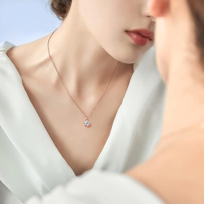 [Free bird] ネックレス レディース ピアス セット 「バラのキッス」 最高級 ジルコニア シルバー ペンダント 金属アレルギー対応 アクセサリー 一粒ジュエリー 誕生日 記念日 母の日のプレゼント