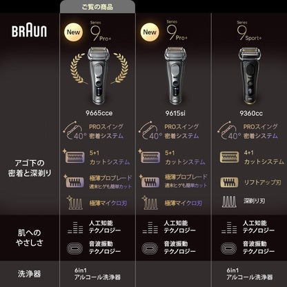 ブラウン 電気シェーバー シリーズ9 PRO+ 電動 髭剃り メンズ 9655cce シェーバー本体6 in 1 洗浄機付きモデル 防水設計 5+1 カットシステム 進化したキワぞり刃 肌下-0.01mm カット あご下まで夕方ヒゲ、ゼロへ 最大5年メーカー保証【最新2025年秋モデル】