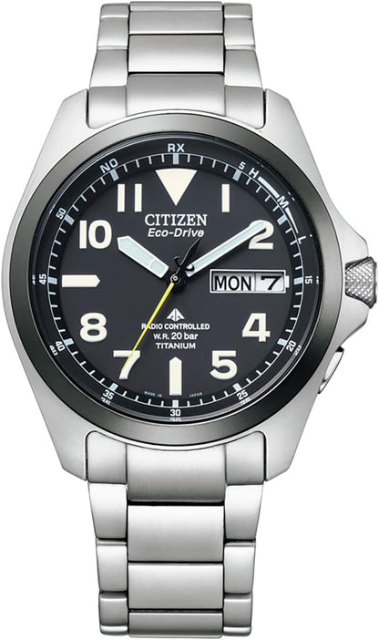 [CITIZEN] 腕時計 PROMASTER (電波時計 / 20気圧 防水/デイ＆デイト) AT6085-50E 軽量 チタン 光発電エコ・ドライブ LANDシリーズ サファイアガラス メンズ ビジネス アウトドア アナログ 見やすい 夜光 日付 秒針 ギフト 電波ソーラー