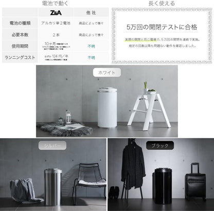 【ひらけ、ゴミ箱】ZitA CIRCLE ジータ サークル ゴミ箱 おしゃれ 45リットル 30リットル ダストボックス 自動 センサー (ホワイト)