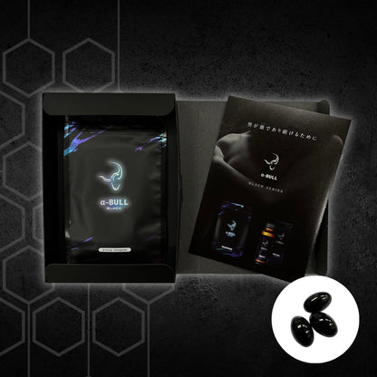 【α-BULL BLACK × 1袋90粒入り（30日分）】 起動力特化型サプリ 3大原因にアプローチ シトルリン アルギニン α-GPC オルニチン オメガ3脂肪酸 必須アミノ酸 伝統成分69種類配合 国内GMP認定工場製造 アルファブル ブラック