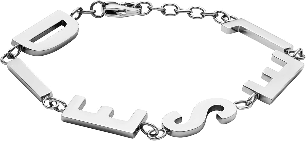 Diesel オールジェンダー ステンレススチールブレスレット, One Size, 金属, 宝石なし