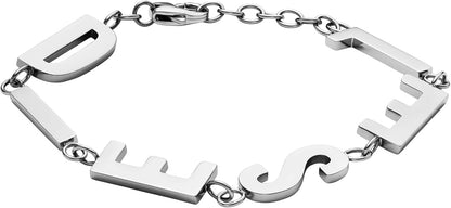 Diesel オールジェンダー ステンレススチールブレスレット, One Size, 金属, 宝石なし