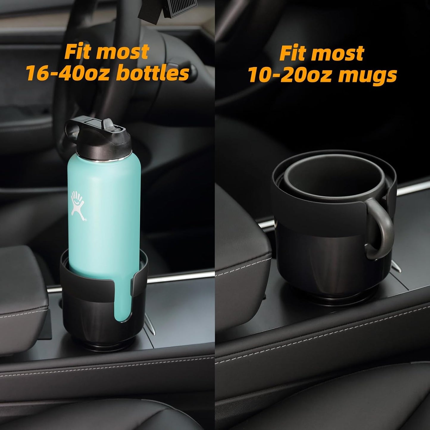 (タイコー) 車用カップホルダーエクステンダー 調節可能なベース付き車用カップホルダーエクステンダー Yeti 24/36/40オンス HydroFlask 32/40オンス 3インチ~3.9インチの大型ボトルに対応 (16~40オンス)。