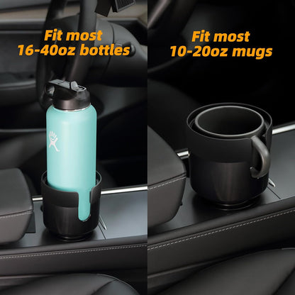(タイコー) 車用カップホルダーエクステンダー 調節可能なベース付き車用カップホルダーエクステンダー Yeti 24/36/40オンス HydroFlask 32/40オンス 3インチ~3.9インチの大型ボトルに対応 (16~40オンス)。