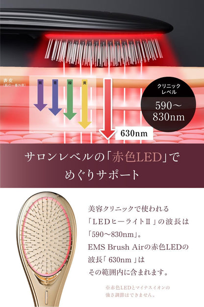 「ひるおび」にて紹介 wavewave ems ヘアブラシ 赤色LED サラサラ 髪 髪の毛 クッションブラシ くし 誕生日 女性 レディース 妻 彼女 母の日 プレゼント(ギフト用