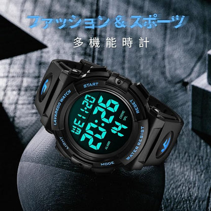 腕時計 メンズ デジタル 50メートル防水 日付 曜日 アラーム LED表示 多機能付き 防水腕時計 デジタル腕時計 スポーツウォッチ おしゃれ アウトドア 取扱説明書付き
