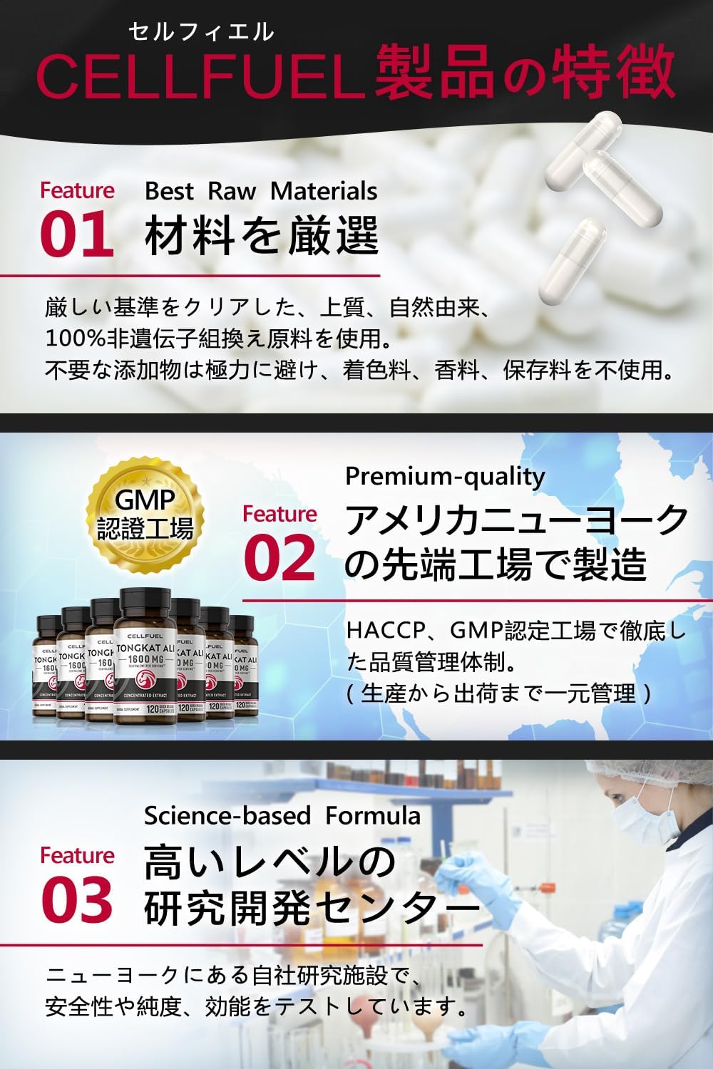 【高配合】トンカットアリ エキス Tongkat Ali 【120粒 60日分】大容量 2粒で生1600㎎ 低温製法 無着色 CoA食品分析書あり CELLFUEL from N.Y. (1)