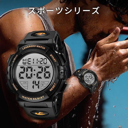 腕時計 メンズ デジタル 50メートル防水 日付 曜日 アラーム LED表示 多機能付き 防水腕時計 デジタル腕時計 スポーツウォッチ おしゃれ アウトドア 取扱説明書付き