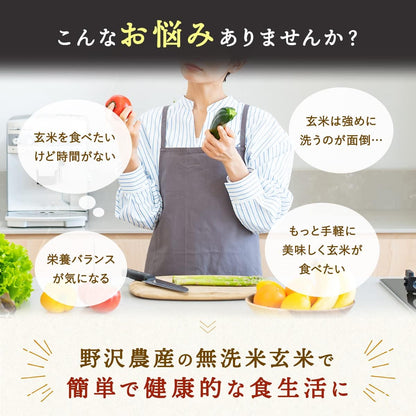 野沢農産 新米 令和7年産 らくらく無洗米玄米 5kg 長野県産 風さやか