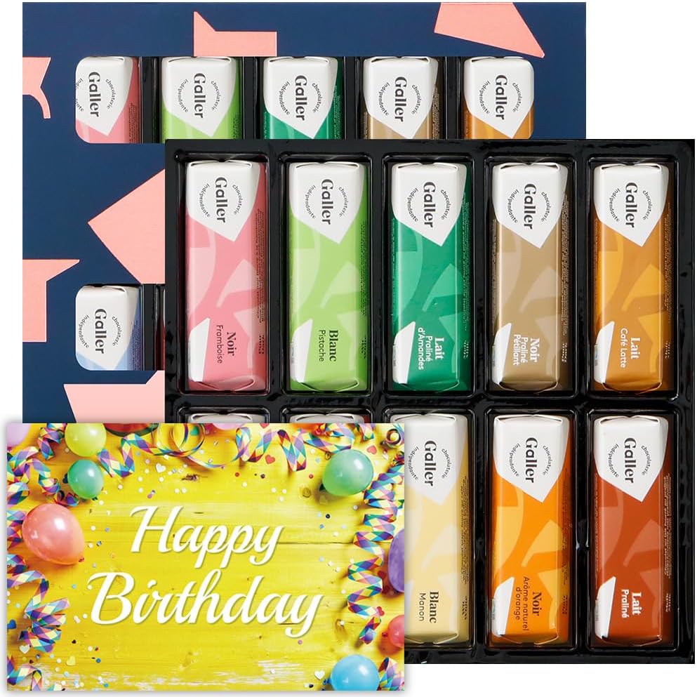 誕生日ギフト ガレー Galler チョコレート ベルギー王室御用達 ミニバー 10本入り プレゼント スイーツ お菓子 個包装 お取り寄せ メッセージカード 手さげ袋付き